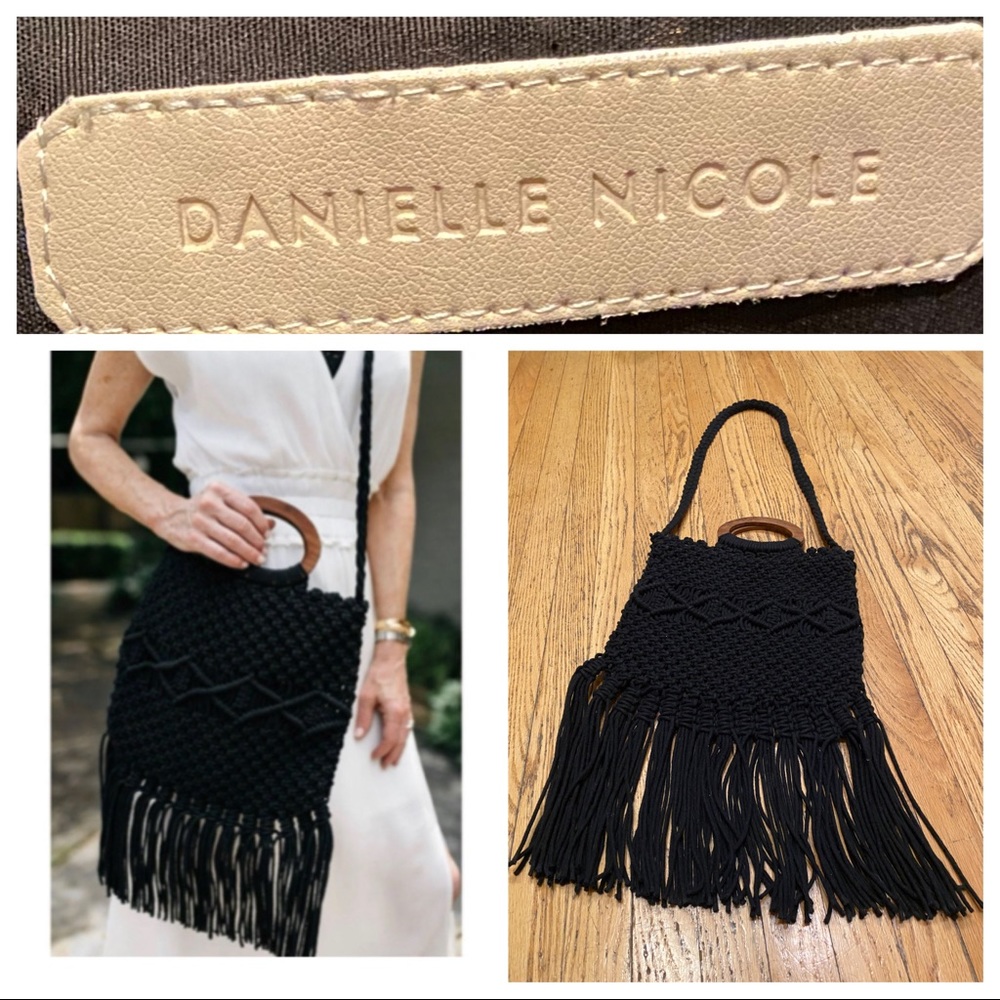 Danielle Nicole Black Macrame Handbag - image 3